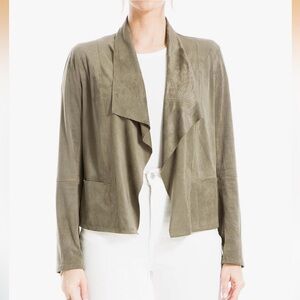 Max Studio Womens Faux Suede Short Drape Jacket
